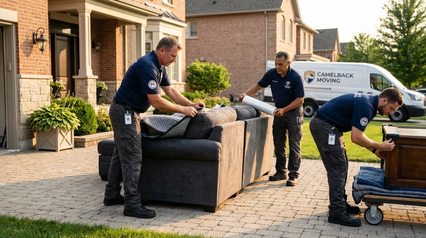 Large estate moving crew wrapping furniture in Walker, LA